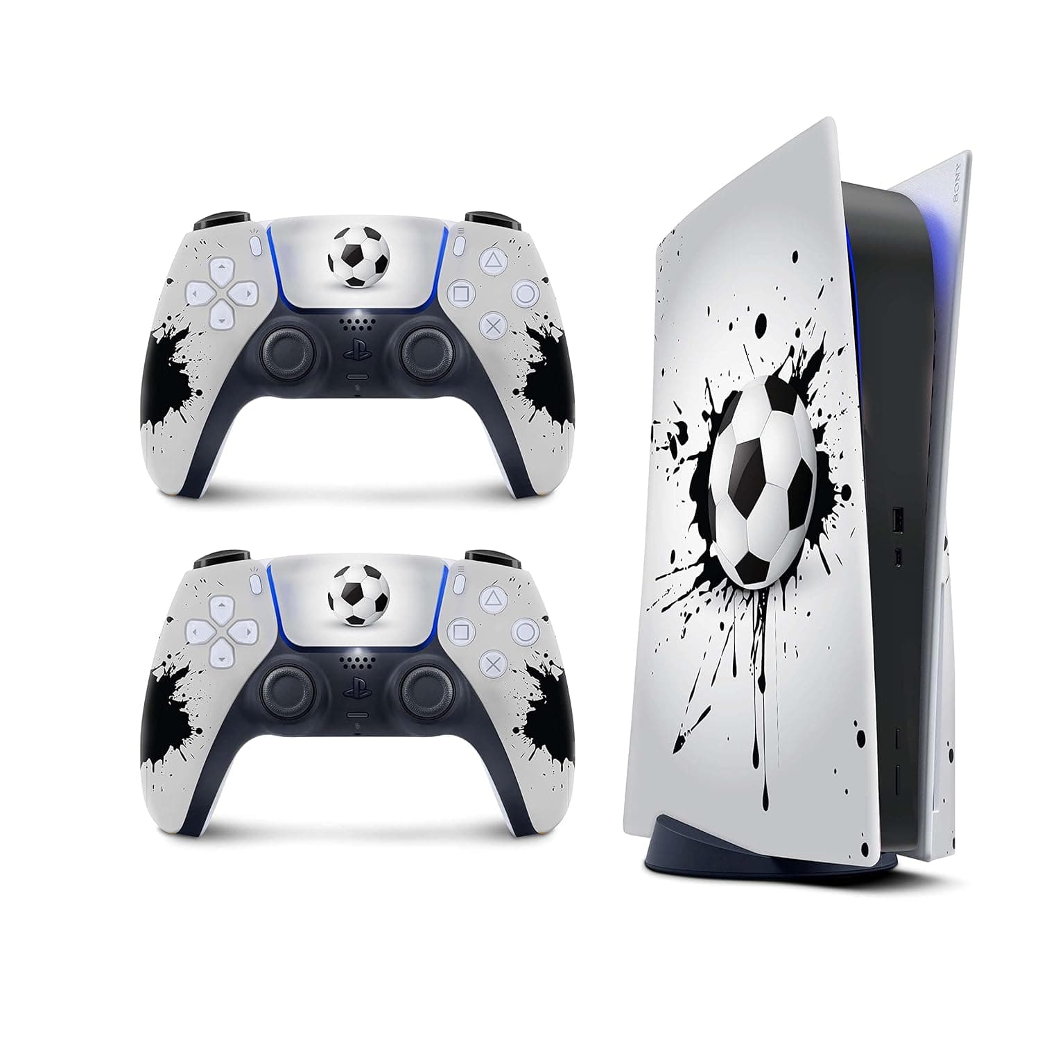 PS5 Football Skin for PlayStation 5 Console and 2 Controllers, Soccer skin Vinyl 3M Decal Stickers Full wrap Cover (Disk Edition)