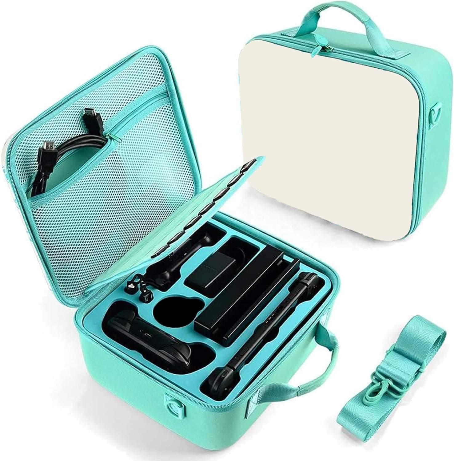 Case for Switch & Switch OLED, Deluxe Protective Hard Shell Carry Bag, Travel Carrying Case with Storage for Switch Console & Accessories (All-in-ONE, White ACNH)