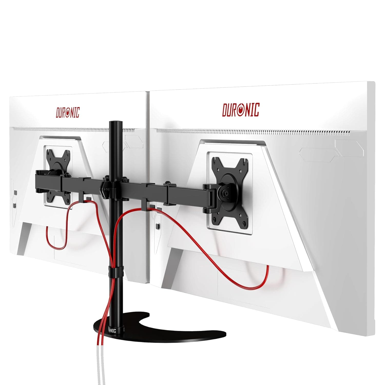Duronic Dual Monitor Stand DM15D2, Double Monitors Arm Desk Mount for Two 13-27” PC Screens, Height Adjustable Monitor Mounts with VESA 75 100, Monitors Riser for Home Office Work Desk