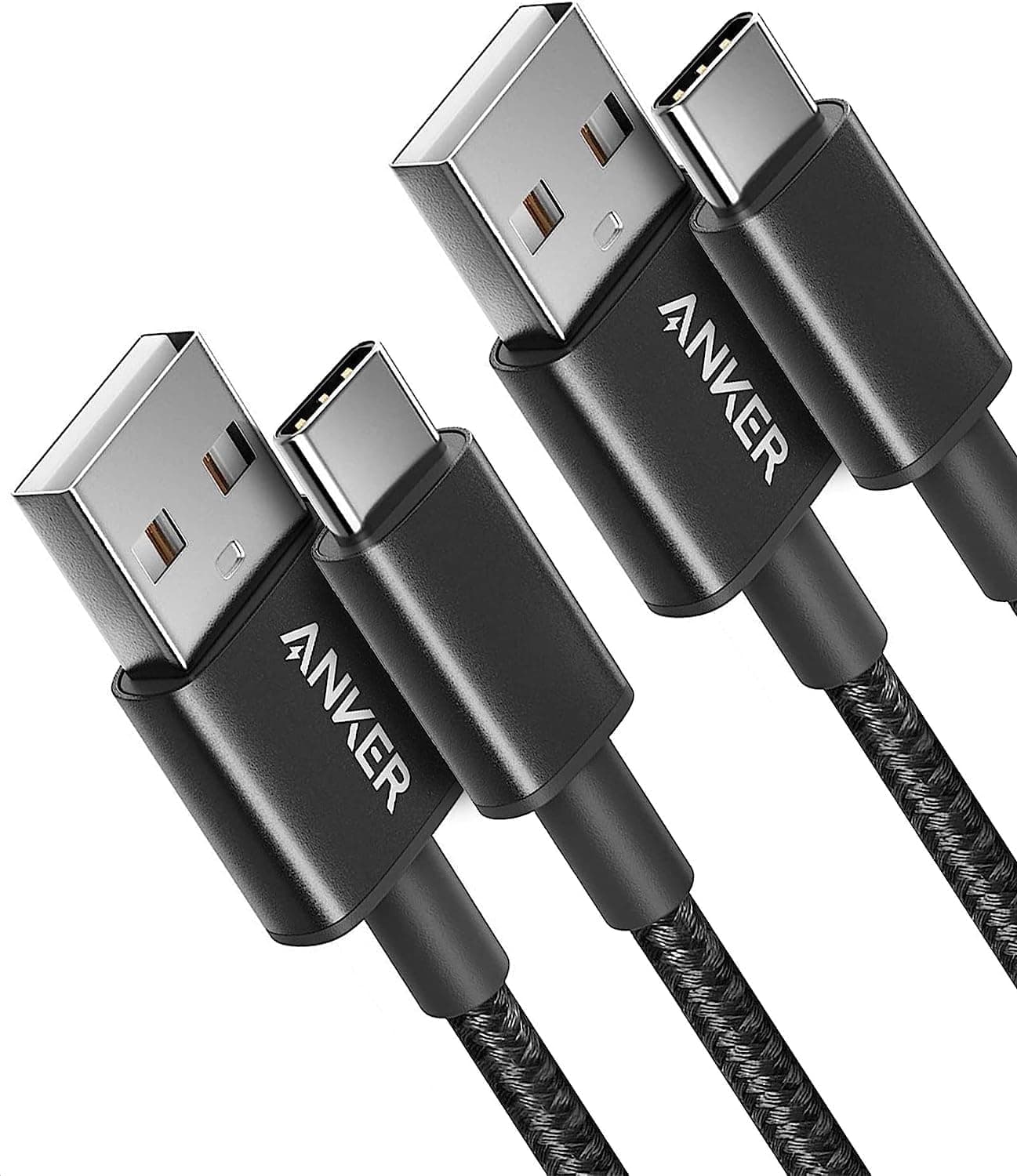 Anker USB C Charger Cable, 2-Pack 3 ft (0.9 m) USB to USB C Cable | USB A to USB C Braided Phone Charger Cable for iPhone 17/16/15, iPad Pro, Samsung Galaxy, MacBook Pro,and More (Black)