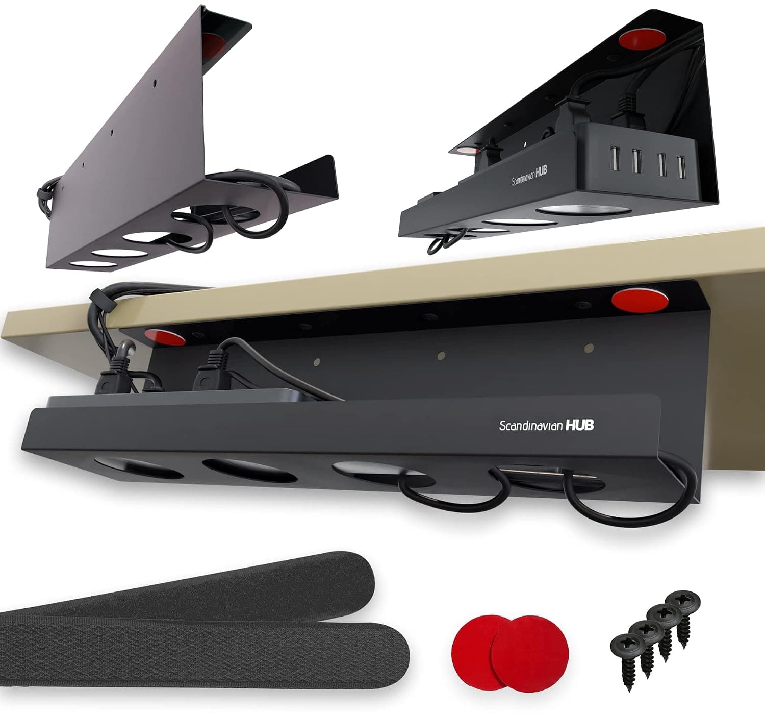 Under Desk Cable Management Tray - Under Desk Cable Organizer for Wire Management. Desk Cable Tray for Office and Home. Perfect Standing Desk Cable Management Channel (Black Channel - Single 17'')