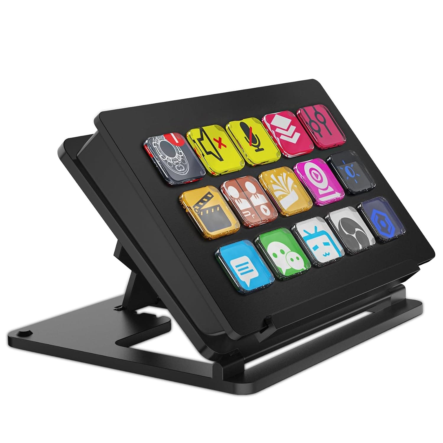 Macro Keyboard with Custom Key Symbols, 15-Key Programmable One-Handed Mechanical Keyboard for OBS Twitch
