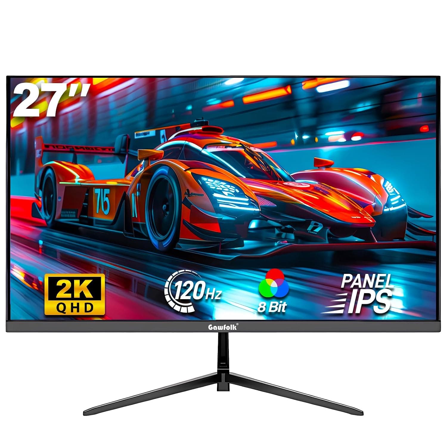 Gawfolk Gaming Monitor 27 inch QHD IPS, PC Screen 120Hz 2K (2560×1440P), Ultra-Thin Zero Frame Computer Display for Home Office Business, DP, HDMI, Wall-Mounted | Ultra-Thin Zero Frame Computer for Home Office, DP, HDMI, Wall-Mounted