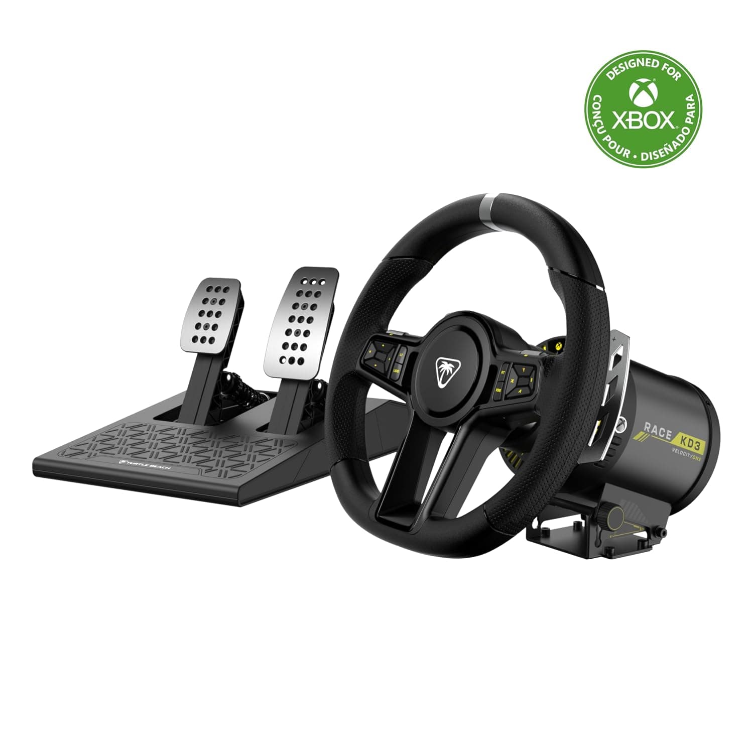 Turtle Beach VelocityOne Race KD3 Direct Drive Racing Wheel for XBOX & PC | Black, 3.2Nm Force Feedback Wheel & Pedal System for XBOX Series X|S, XBOX One, PC, Hall-Effect Magnetic Shifters & Pedals
