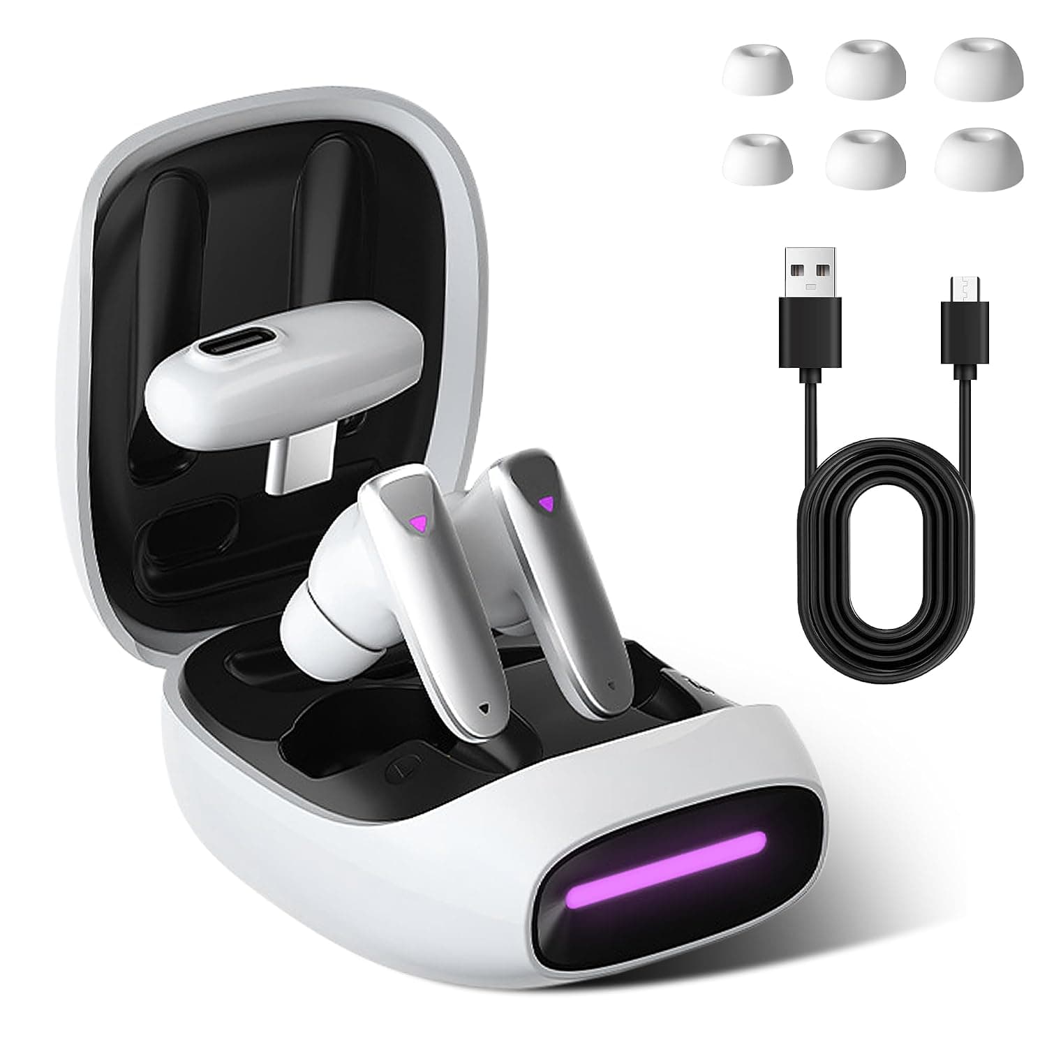 NEWZEROL Gaming Earbuds eSports-Grade Low Latency, 2.4G USB-C Dongle BT 5.2 Dual Connection, compatible with Quest 3/2/1 Pico PS5 Steam deck PC Switch IOS Android Devices