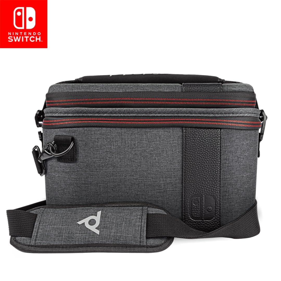 PDP Pull-N-Go 2-in-1 Travel Case & Accessory Storage for Nintendo Switch | Elite Edition Grey, Licensed for Nintendo Switch, Removable Compartments, Hard Shell Design, Removable Slim Travel Case