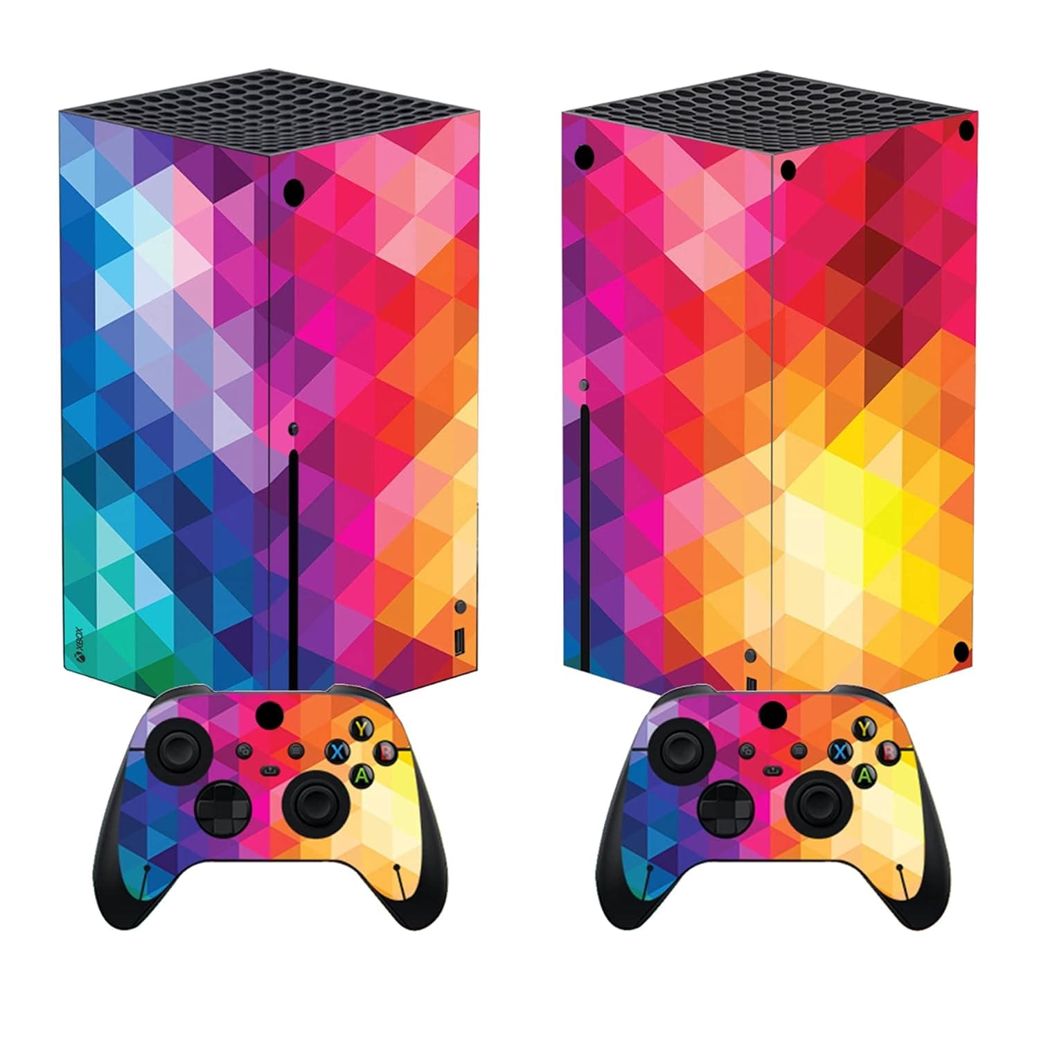 PlayVital Colorful Triangle Custom Vinyl Skins for Xbox Series X, Wrap Decal Cover Stickers for Xbox Series X Console Controller