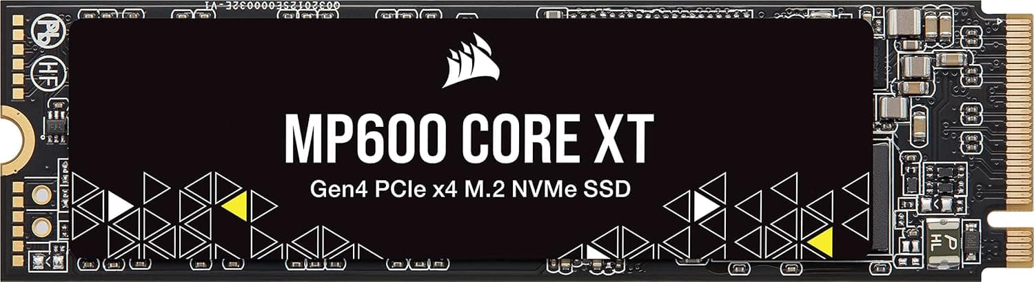 Corsair MP600 CORE XT 2TB PCIe Gen4 x4 NVMe M.2 SSD – High-Density QLC NAND – M.2 2280 – DirectStorage Compatible - Up to 5,000MB/sec – Great for PCIe 4.0 Notebooks and Desktops – Black