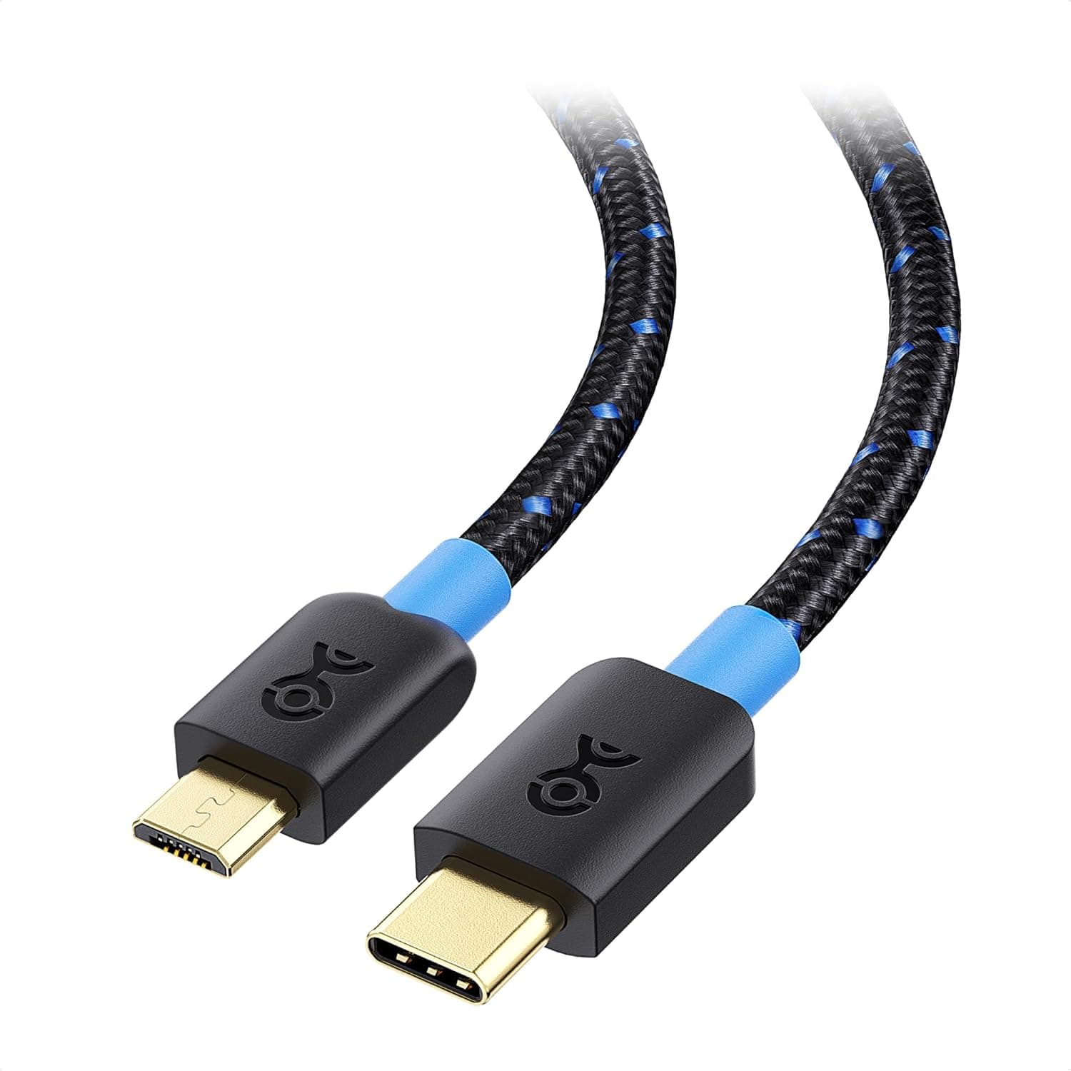 Cable Matters Braided USB C to Micro USB Cable, 2m, Black | 3A/15W Charging, 480Mbps Data, Micro-B USB 2.0, Micro USB to USB C Cable, for Controllers, Cameras, GPS and Dash Cams