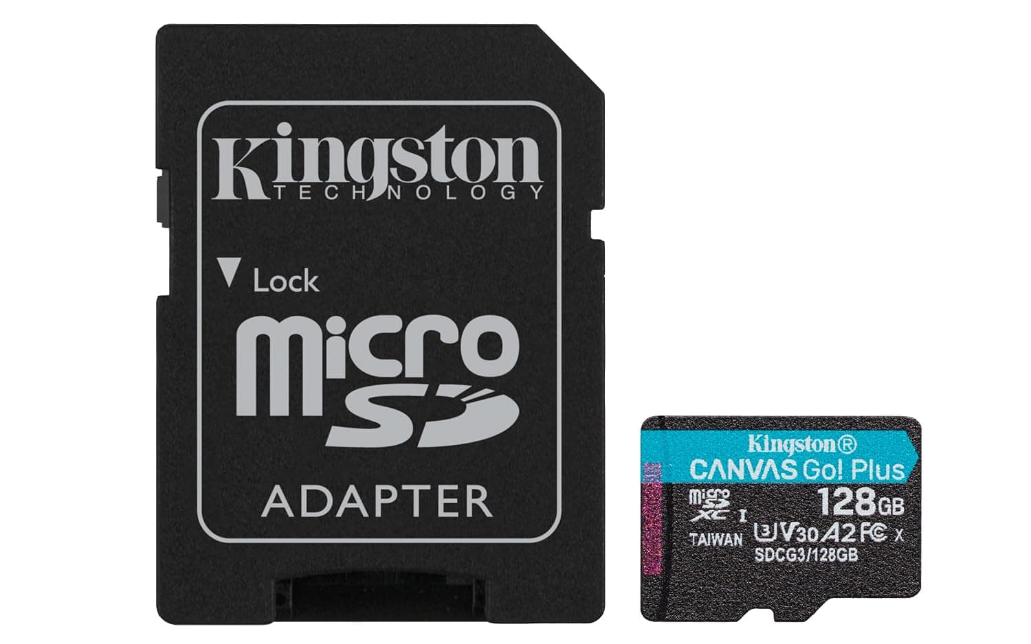 Kingston Canvas Go! Plus microSD memory card Class 10, UHS-I 128GB microSDXC 170R A2 U3 V30 Card + ADP