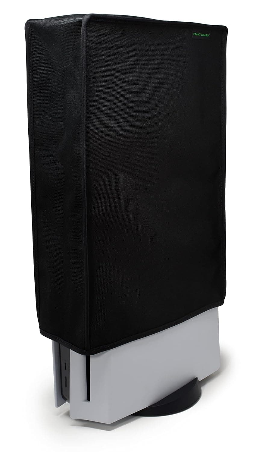 Dust Cover for Playstation 5 by Foamy Lizard – The Original Made in U.S.A. TexoShield Premium Ultra Soft Microfiber Lining Nylon dust Guard with Back Cable Port (Vertical)
