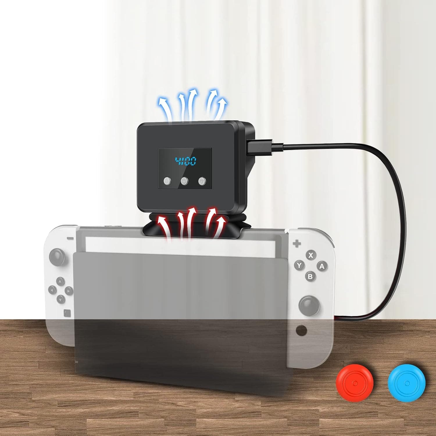Cooling Fan for Nintendo Switch, Cooler Replacement Kit for Nintendo Switch Docking Station Dock Set, Adjustable Fan Speed, LED Temperature & Speed Display, 3 Buttons Control, Micro USB Cable Powered