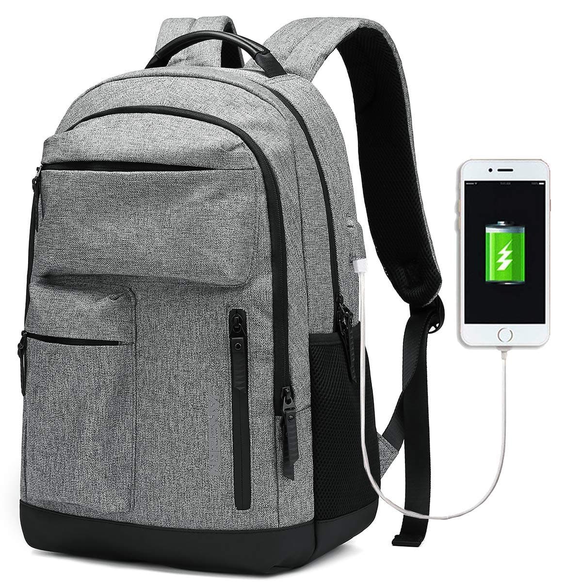 JANSBEN School Bags for Boys Laptop Backpack Waterproof Bag with USB Charge Port Casual daypacks