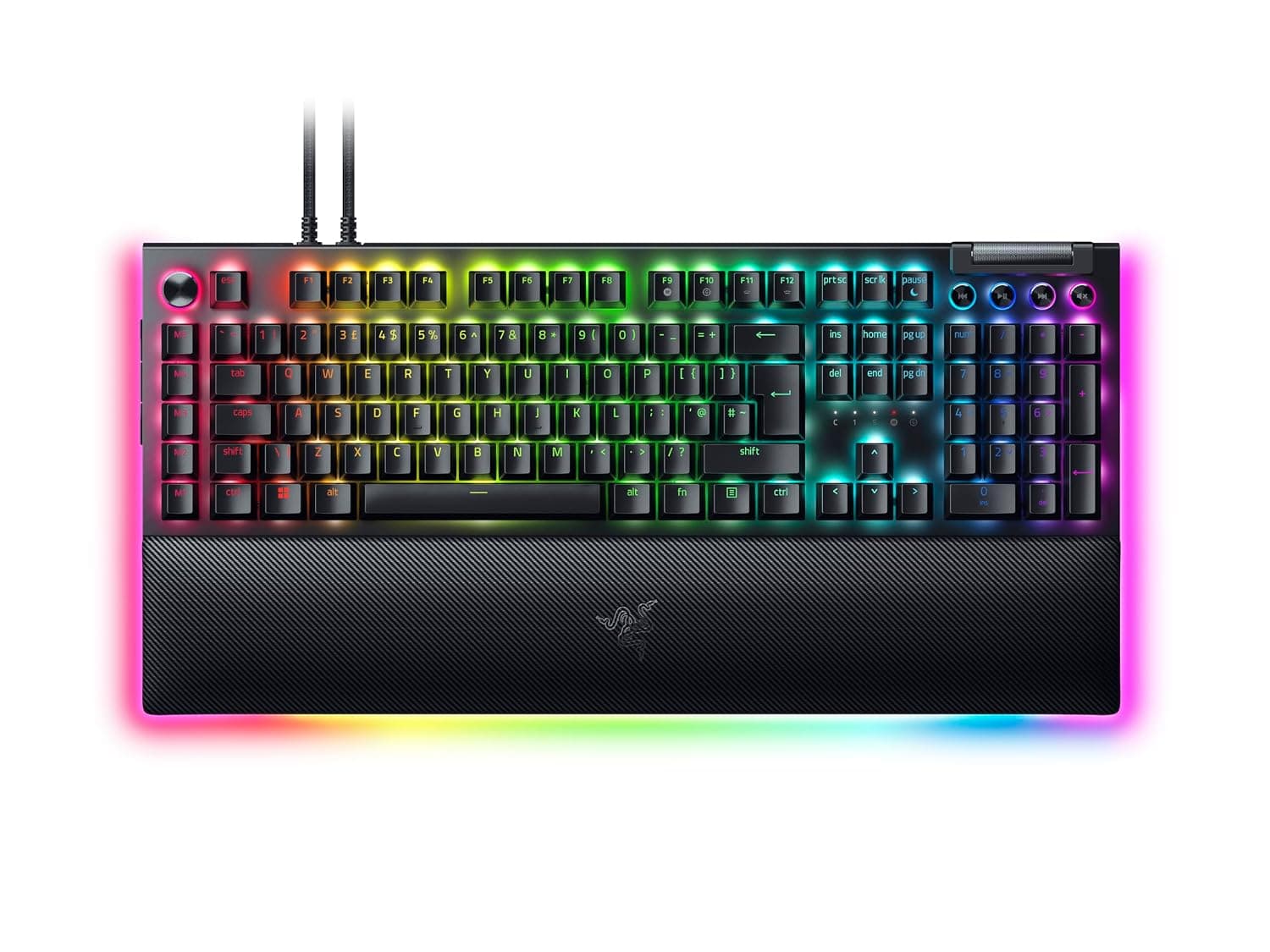 Razer BlackWidow V4 Pro (Green Switch) - Mechanical Gaming Keyboard (Clicky Mechanical Switches, Command Dial and 8 Dedicated Macro Keys, Multi-Function Roller, Wrist Rest) UK Layout | Black