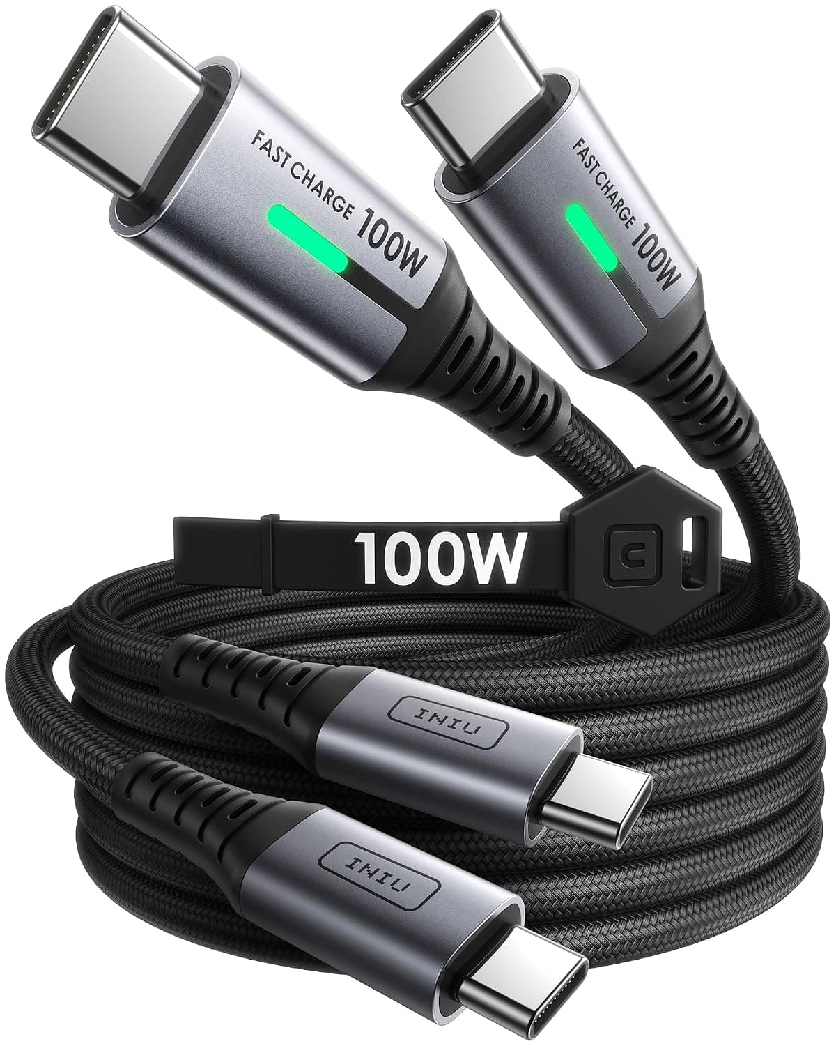 INIU USB C Cable, 2m+2m 100W Fast Charging USB C to USB C Cable | Nylon Braided, Type C Data Cord for iPhone 17 16 Pro Max, MacBook, iPad Air, Samsung S25 Ultra, Google Pixel 9, Xiaomi etc