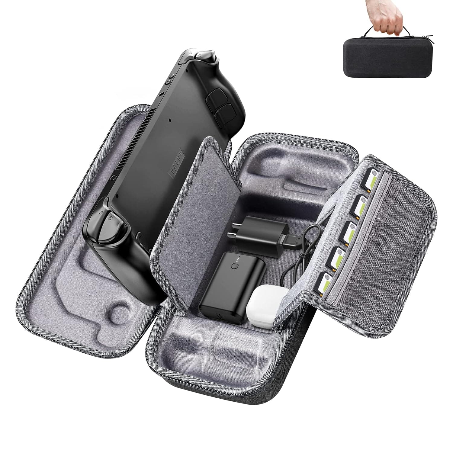 Edtran Steam Deck Case Compatible With Steam Deck Gaming Console Travel Companion,Steam Deck Carrying Case - Protective Hard Carry Case with Large Storage Accessories Capacity and Dual Zipper Design