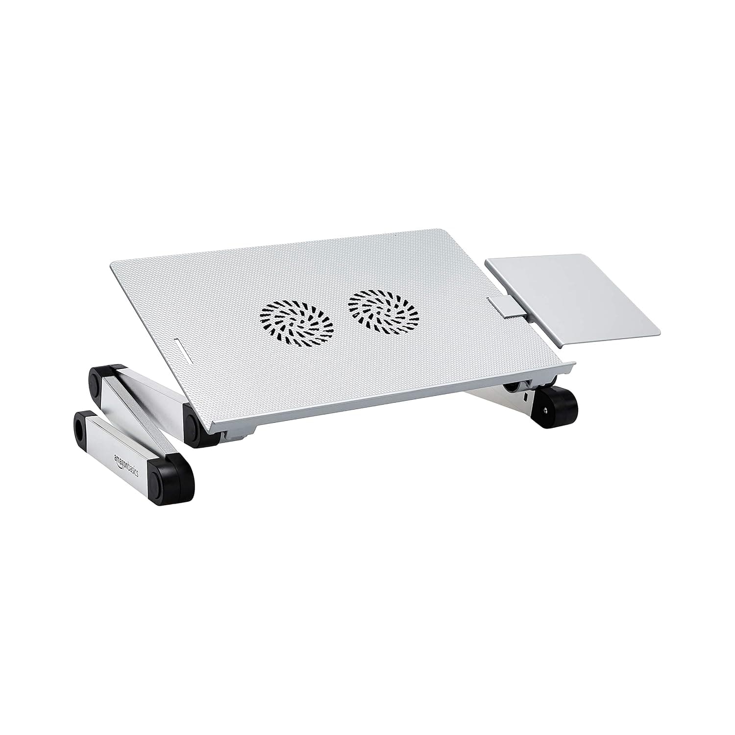 Amazon Basics Portable Adjustable Aluminium Laptop Stand with CPU Fans, Silver