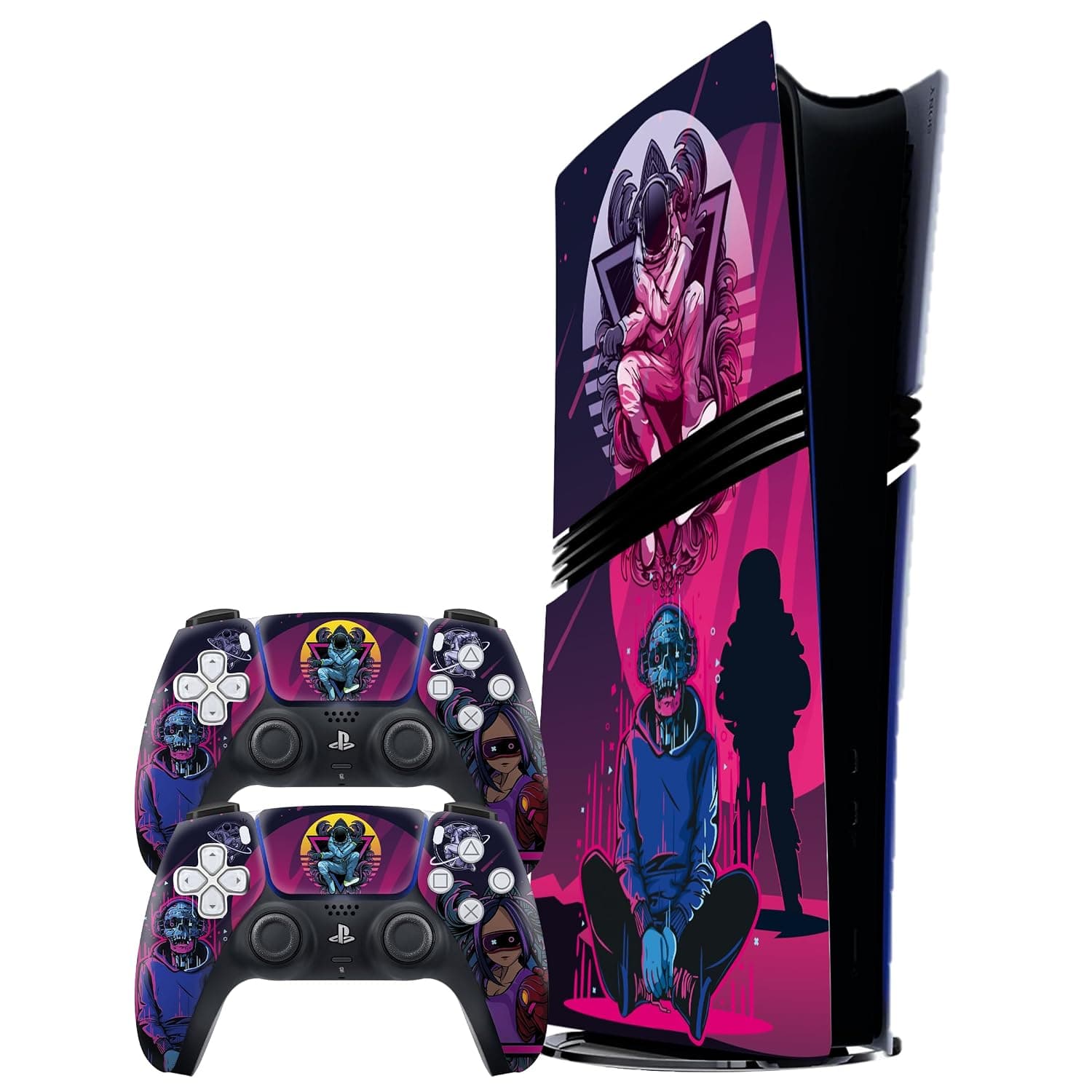 PS5 Pro Bundle Vinyl Skin – Premium 3M™ Vinyl Decal for PS5 Pro Console & Controllers, Bubble-Free, Easy Application, Residue-Free Removal, Custom Gaming Design, Digial Edition – Made in UK (Cosmic)