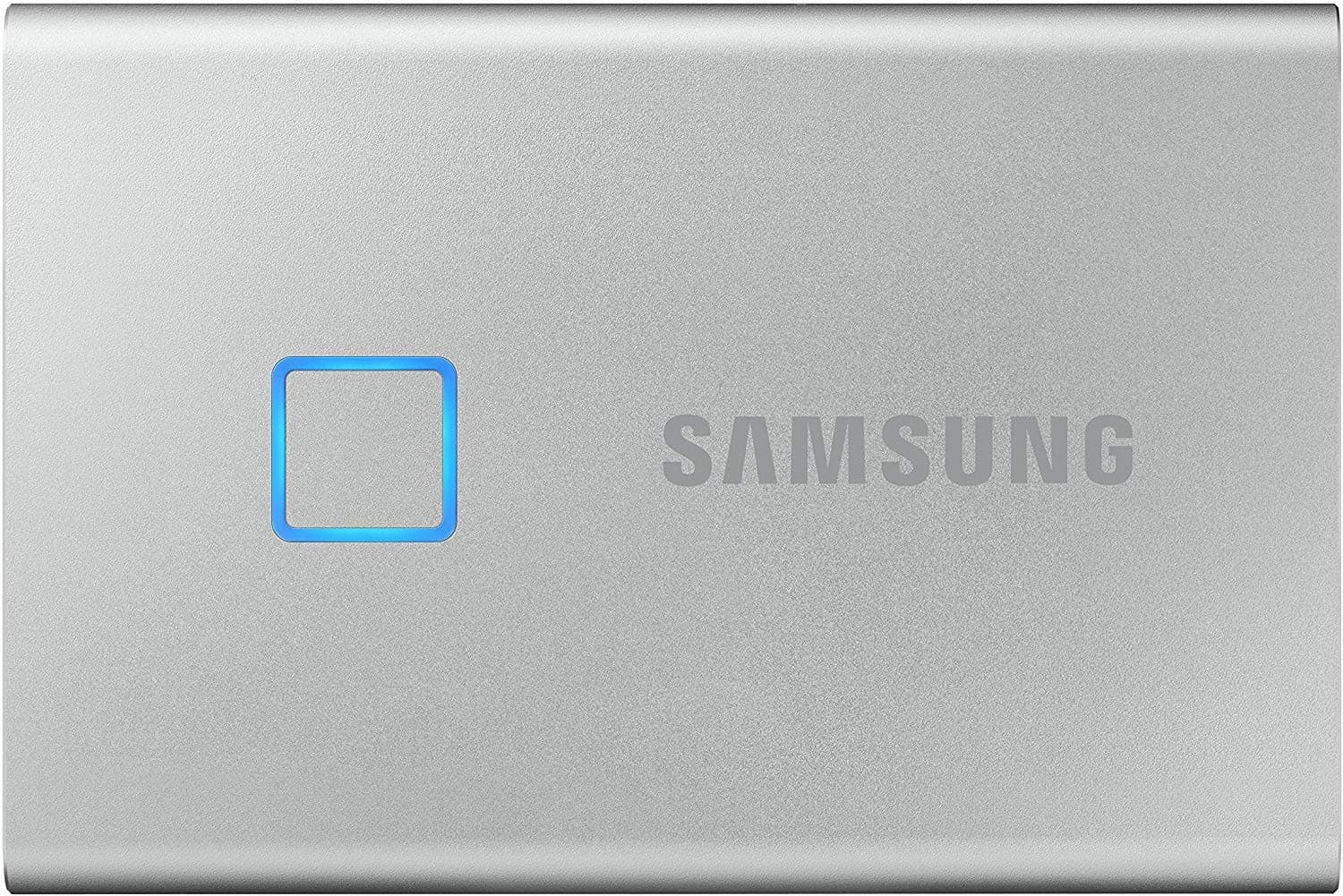 SAMSUNG T7 Touch Portable SSD 1TB - Up to 1050MB/s - USB 3.2 External Solid State Drive, Silver (MU-PC1T0S/WW)
